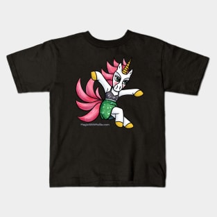 Green + Grey Dancer Unicorn - Original Illustration Kids T-Shirt